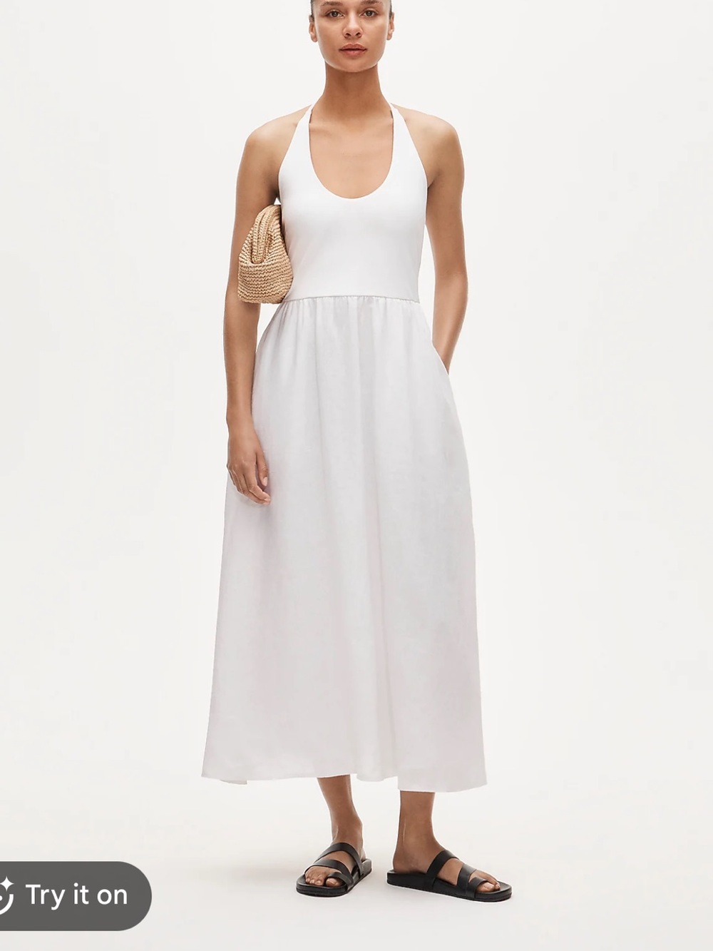 J. Crew White Halter Maxi Dress with Pockets